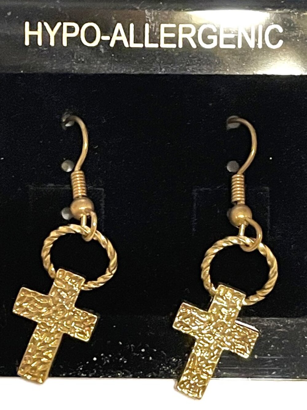 (NWOT) 24k plating on Sterling Silver Cross Earrings. (SK0269)